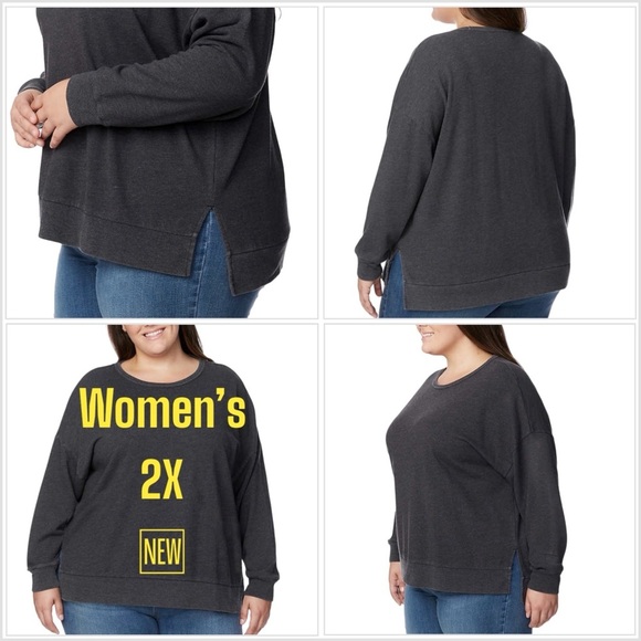 Ladies Buffalo 2X Crewneck Pullover Shirt Top Jersey Terry Cloth Long Sleeve NWT - Picture 1 of 8
